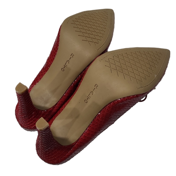 NWOT Rialto women's red snake skin lace up pointed toe heeled pumps, 8M - Picture 6 of 10